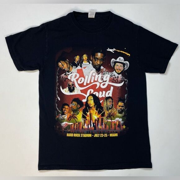 Rolling Loud 2021 Tour Graphic T-shirt Women Small Black Short Sleeve Music - Picture 1 of 6